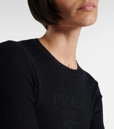 Prada Wool And Silk-blend Sweater In Black