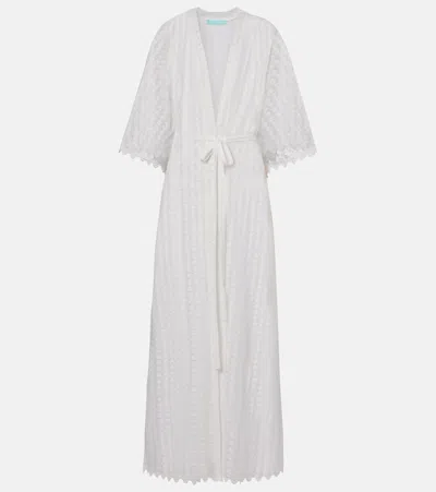 Melissa Odabash Tali Scalloped Sheer Kaftan In White