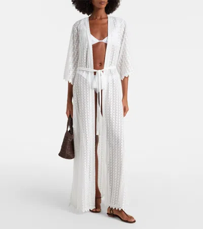 Melissa Odabash Tali Scalloped Sheer Kaftan In White