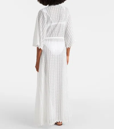 Melissa Odabash Tali Scalloped Sheer Kaftan In White
