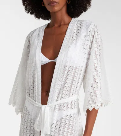 Melissa Odabash Tali Scalloped Sheer Kaftan In White