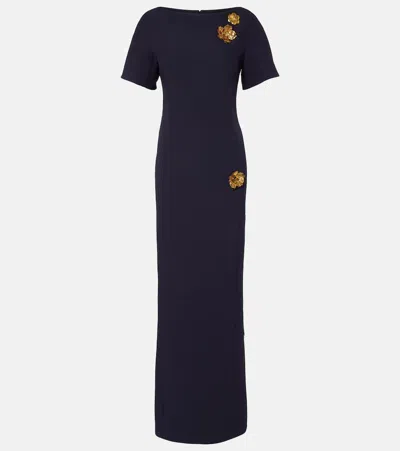 Safiyaa Lacin Embellished Crepe Gown In Blue
