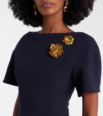 Safiyaa Lacin Embellished Crepe Gown In Blue