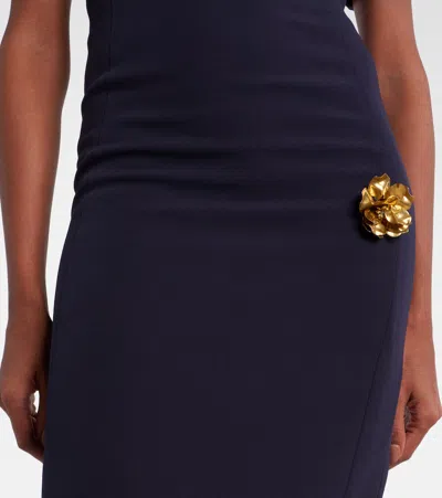 Safiyaa Lacin Embellished Crepe Gown In Blue