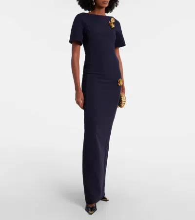 Safiyaa Lacin Embellished Crepe Gown In Blue