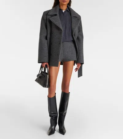 The Frankie Shop Vail Virgin Wool Shorts In Gray