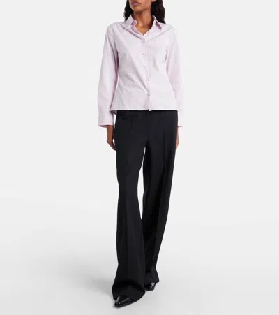 Calvin Klein Collection Pinstripe Cotton Poplin Shirt In Black