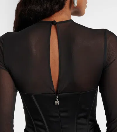 Rotate Birger Christensen Mesh-trimmed Satin Corset Dress In Multi