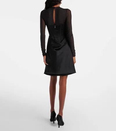 Rotate Birger Christensen Mesh-trimmed Satin Corset Dress In Multi