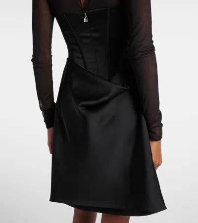 Rotate Birger Christensen Mesh-trimmed Satin Corset Dress In Multi