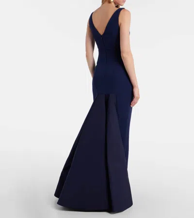 Safiyaa Sloane Embellished Crepe Gown In Blue