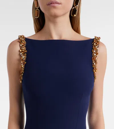 Safiyaa Sloane Embellished Crepe Gown In Blue