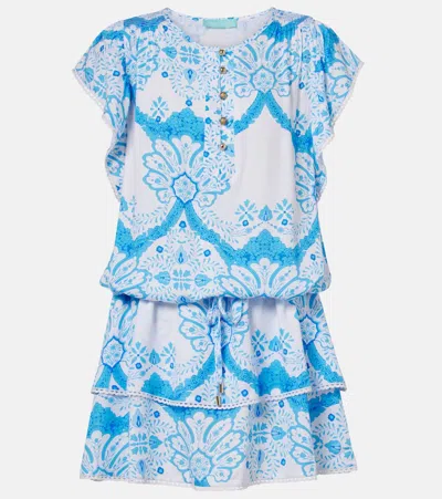 Melissa Odabash Lenni Tie Waist Cover-up Minidress In Blue