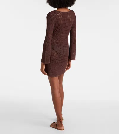 Melissa Odabash Ellis Keyhole Scalloped Minidress In Brown