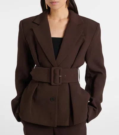Rotate Birger Christensen Belted Blazer In Brown