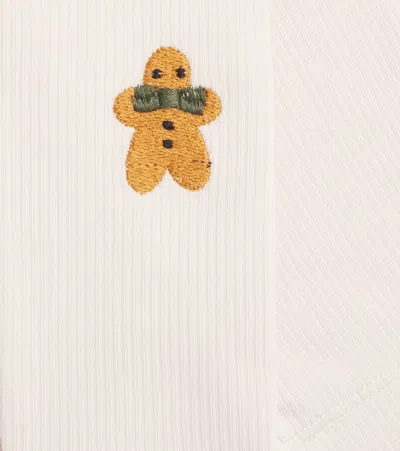 Donsje Baby Yosi Embroidered Cotton-blend Leggings In Neutral