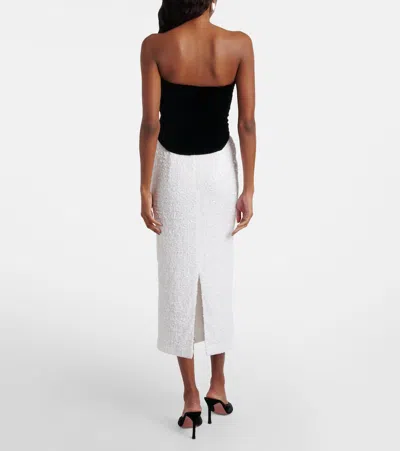 Rotate Birger Christensen Sequined Pencil Skirt In White