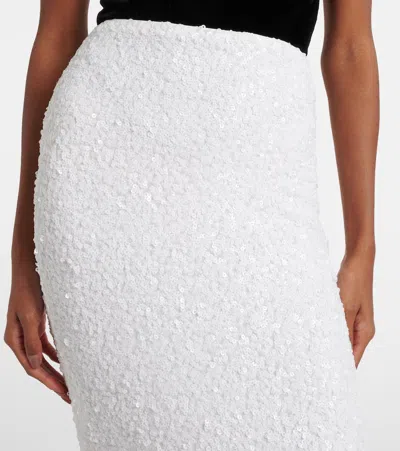 Rotate Birger Christensen Sequined Pencil Skirt In White