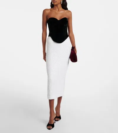 Rotate Birger Christensen Sequined Pencil Skirt In White