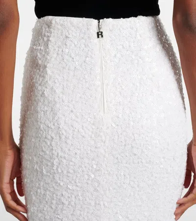 Rotate Birger Christensen Sequined Pencil Skirt In White