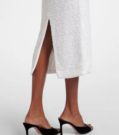 Rotate Birger Christensen Sequined Pencil Skirt In White