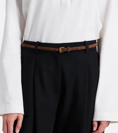 The Row City Suede Belt In Brown