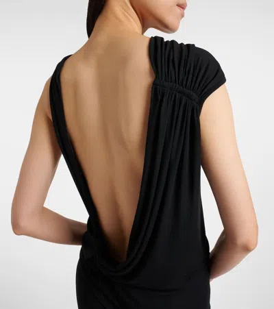 Rick Owens Eva Draped Jersey Maxi Dress In Black