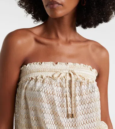 Melissa Odabash Isla Off-shoulder Lame Minidress In Neutral