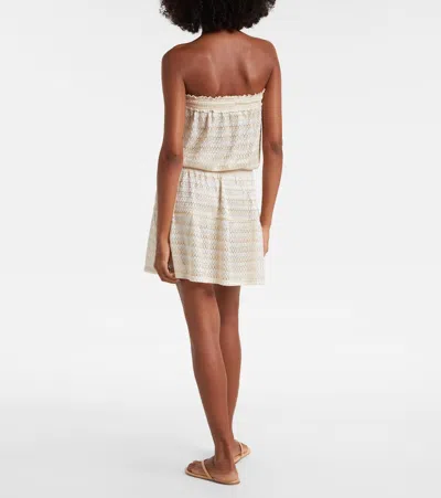Melissa Odabash Isla Off-shoulder Lame Minidress In Neutral