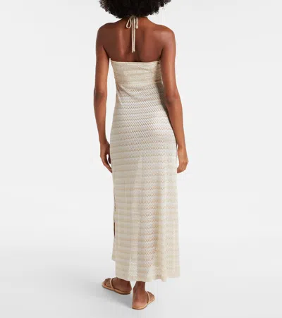 Melissa Odabash Mila Off-shoulder Lame Maxi Dress In Neutral