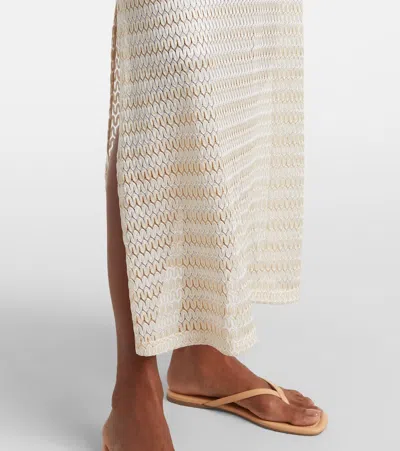 Melissa Odabash Mila Off-shoulder Lame Maxi Dress In Neutral