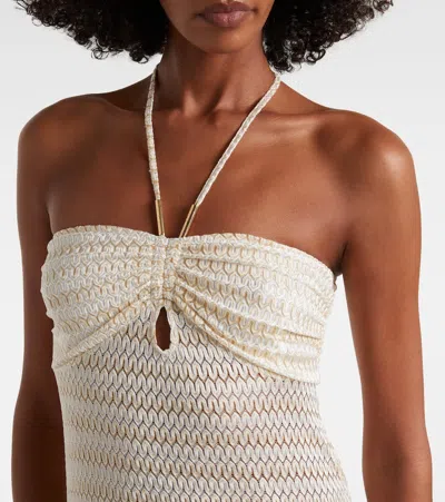 Melissa Odabash Mila Off-shoulder Lame Maxi Dress In Neutral