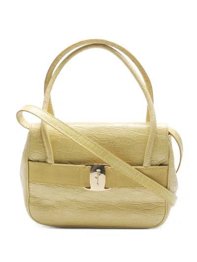 Pre-owned Ferragamo 1990s-2000s Vara Leather Shoulder Bag In Yellow