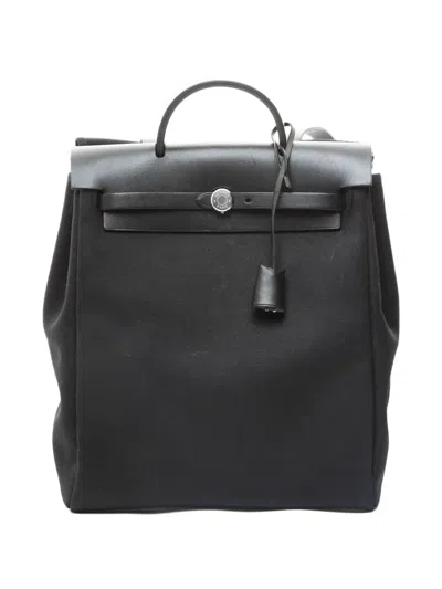 Pre-owned Hermes 2003 Herbag Pm Officier Backpack In Black