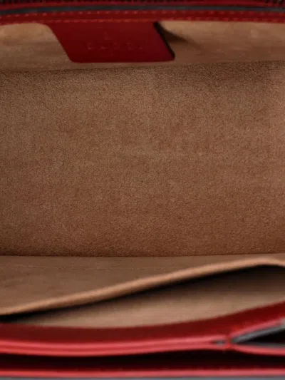 Pre-owned Gucci Queen Margaret Top Handle Bag Colorblock Leather Small Satchel In Red