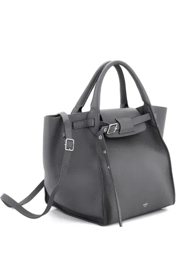 Pre-owned Celine Big Bag Grained Calfskin Small Satchel In Gray