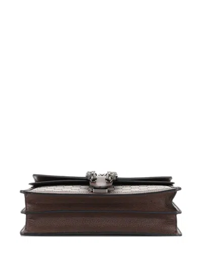 Pre-owned Gucci Dionysus Top Handle Chain Bag Gg Coated Canvas Small Satchel In Neutral