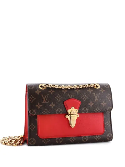 Pre-owned Louis Vuitton Victoire Handbag Monogram Canvas And Leather Shoulder Bag In Brown
