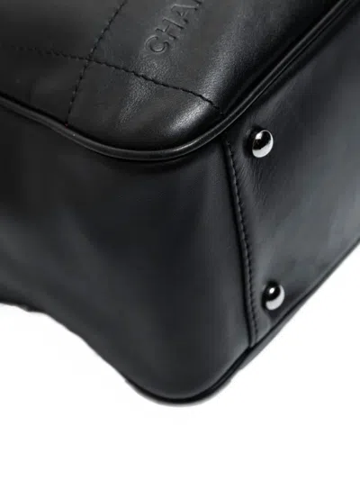 Pre-owned Chanel 2002-2003 Chocolate Bar Bowling Tote Bag In Black