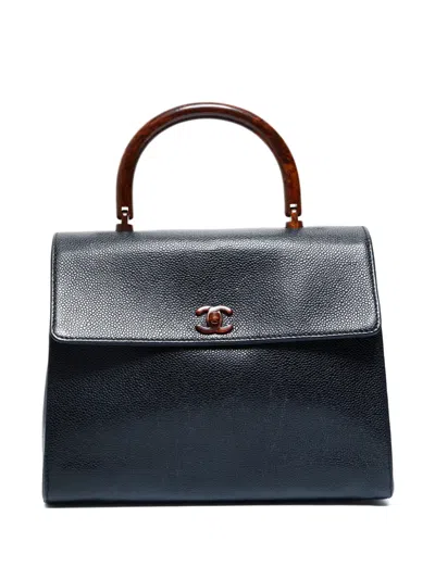 Pre-owned Chanel 2000-2002 Cc Mark Top-handle Handbag In Black
