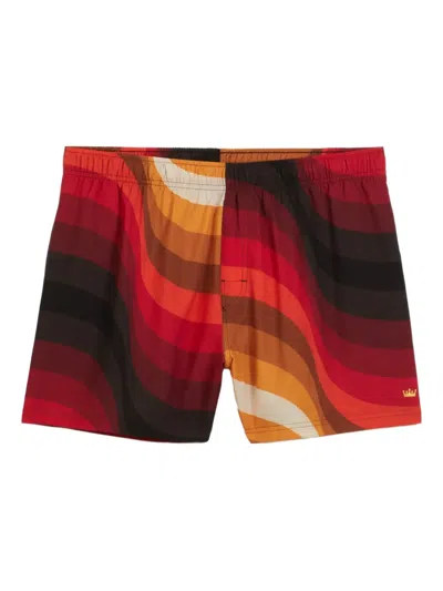 Osklen Ipanema Wave-pattern Swim Shorts In Red