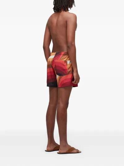 Osklen Ipanema Wave-pattern Swim Shorts In Red