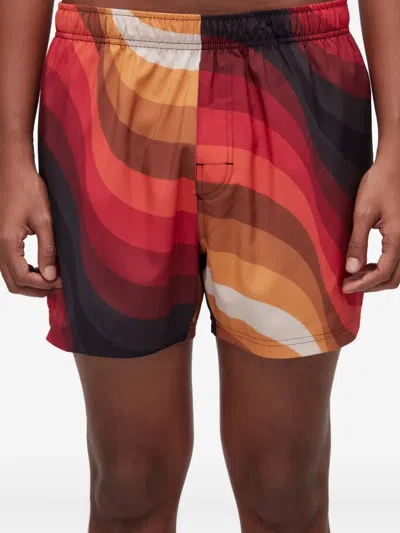 Osklen Ipanema Wave-pattern Swim Shorts In Red