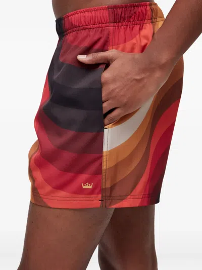 Osklen Ipanema Wave-pattern Swim Shorts In Red