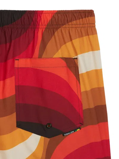 Osklen Ipanema Wave-pattern Swim Shorts In Red