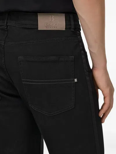 Boggi Milano Ens Navy Blue Slim-fit Straight-leg Stretch-cotton Jeans In Black