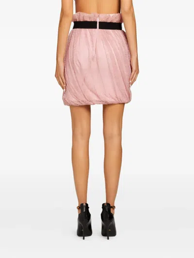 Roberto Cavalli Ruffled Belted Mini Skirt In Pink