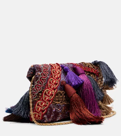 Dries Van Noten Tassel-embellished Envelope Clutch Bag In Burgundy