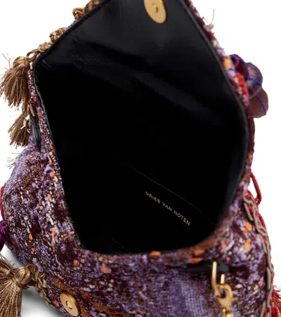 Dries Van Noten Tassel-embellished Envelope Clutch Bag In Burgundy