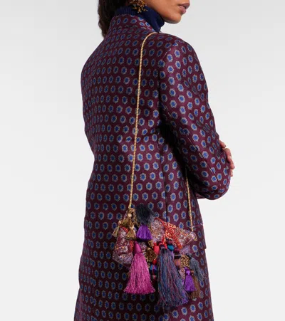 Dries Van Noten Tassel-embellished Envelope Clutch Bag In Burgundy